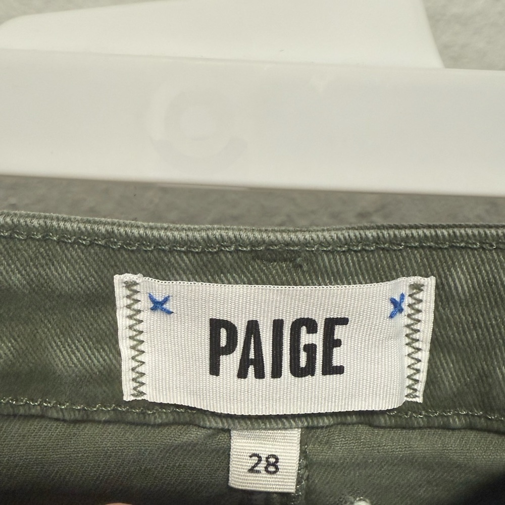PAIGE High Waist Forest Green Women's Shorts - Picture 2 of 3